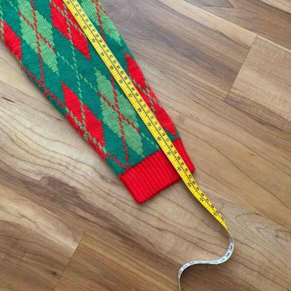 Jolly Sweaters Green Red T-Rex Dinosaur Christmas Sweater Argyle Men’s Large - Picture 7 of 11